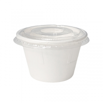 MINI POTS + COUVERCLES PET BIONIC 120 ML &Oslash;7,4x5,1+0,7 CM BLANC BAGASSE (800 UNIT&Eacute;)