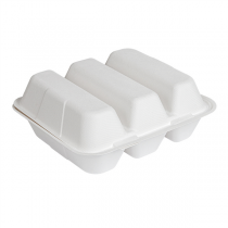 BO&Icirc;TES POUR BURRITOS 3 COMPARTIMENTS BIONIC 630 ML 36,58x21x4,75 CM BLANC BAGASSE (300 UNIT&Eacute;)