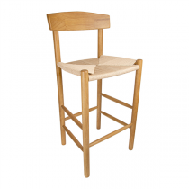 TABOURET HAUT AVEC DOSSIER SUPRA-TEK  48x44x107 CM NATUREL BOIS ET CORDE TRESS&Eacute;E (1 UNIT&Eacute;)