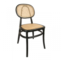 CHAISE SUPRA-TEK  43x49x77 CM NOIR/NATUREL BOIS ET ROTIN (2 UNIT&Eacute;)