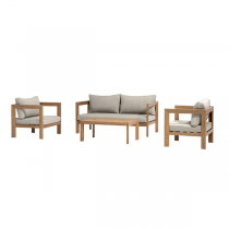 SET LOUNGE 4 PLACES AVEC TABLE SUPRA-TEK   BOIS ALUMINIUM (1 UNIT&Eacute;)