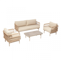 SET LOUNGE 4 PLACES AVEC TABLE SUPRA-TEK   BEIGE ALUMINIUM (1 UNIT&Eacute;)