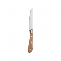 COUTEAUX &Agrave; VIANDE - MANCHE EN BOIS ARTINOX "OLIVIA"  23 CM ARGENTE INOX (12 UNIT&Eacute;)
