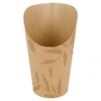 GOBELETS A FRITES OUVERTS FEEL GREEN 16 OZ - 480 ML 250 + 20PE G/M2 &Oslash;8,5x13,5 CM MARRON CARTON (1000 UNIT&Eacute;)