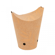 GOBELETS &Agrave; FRITES AVEC FERMETURE FEEL GREEN 16 OZ - 480 ML 200 + 25PE G/M2 8,5x14 CM MARRON CARTON (1000 UNIT&Eacute;)