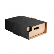 PLATEAUX "TRAITEUR" PETIT + &Eacute;TUI THEPACK  400 G/M2 34x26,5x11,5 CM NOIR CARTON NANO-MICRO (25 UNIT&Eacute;)
