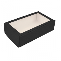 COFFRETS 2 BOUTEILLES AVEC FEN&Ecirc;TRE THEPACK  34x18,5x9 CM NOIR CARTON MICROCANAL (50 UNIT&Eacute;)