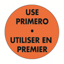 1000 U. ÉTIQUETTES ADHÉSIVES "UTILISER EN PREMIER"  Ø 5 CM ORANGE ADHESIF (1 UNITÉ) - Garcia de Pou