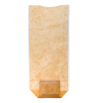 SACHETS AVEC BASE ET FENÊTRE PP  12x26 CM NATUREL KRAFT (100 UNITÉ) - Garcia de Pou