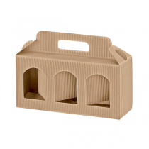 100 U. CARTONS PORTE 3 POTS  25x8x12 CM NATUREL KRAFT (1 UNITÉ) - Garcia de Pou