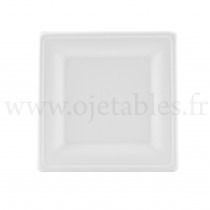 Assiette carrée 26 cm en pulpe de canne