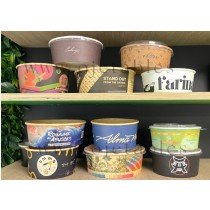 Bol en carton blanc ou brun 750ml personnalisé en multi couleurs (petite quantité soit minimum 7 colis)