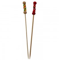 PIQUE PERLE ROUGE & JAUNE EN BOIS 12cm