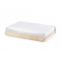 COUVERCLE EN CARTON PLATEAU MADERA 30X21cm (par 100 unités) personnalisé en blanc