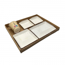 Plateau Repas Eco ravier bio 4 CUBIK blanc "AF" 