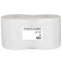 6 rouleaux Maxijumbo 2 plis Blanc micro-gaufré 