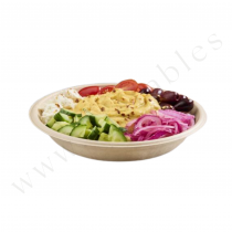 Assiette ronde en pulpe de canne 750 ml - &Oslash; 21 x H 6 cm