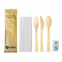 Kit couverts 6/1 en &eacute;corce de bambou naturel - Promo