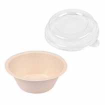 BOLS "BIONIC" 250 ML &Oslash;11,4x4,4 CM NATUREL BAGASSE avec son couvercle - d&eacute;stockage