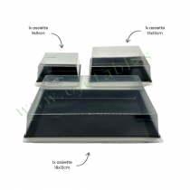 Kit 3 raviers quartz noirs "SF" en pulpe de canne avec couv. pour 100 plateaux