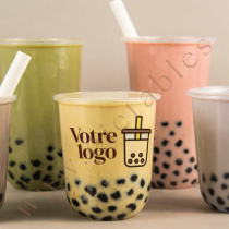 Gobelet RPET 12oz - 420 ml &Oslash;95 mm sp&eacute;cial Bubble Tea personnalis&eacute; 2 couleurs
