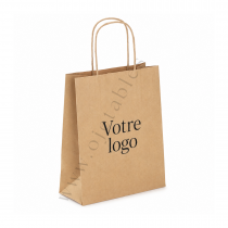 Sac Papier Kraft Personnalis&eacute; 115g/m&sup2; 18x8x23cm - 1 ou 2 couleurs