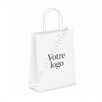 Sac Papier Blanc Personnalis&eacute; 115g/m&sup2; 18x8x23cm - 1 ou 2 couleurs