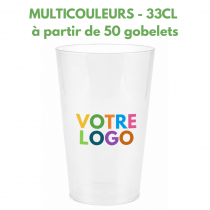 GOBELET REUTILISABLE 33/40cl PERSONNALISE - impression multicouleurs