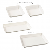 Kit 4 raviers kanopée blancs "AF" en pulpe de canne pour plateau repas 