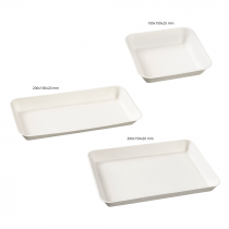 Kit 3 raviers kanopée blancs "SF" en pulpe de canne pour plateau repas