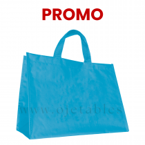 Sac cabas turquoise 42+18x35cm en PP non tissé personnalisé en 1 couleur