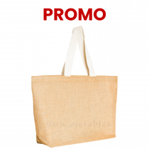 Sac réutilisable 37+17x37cm en toile de jute personnalisé en 1 couleur 