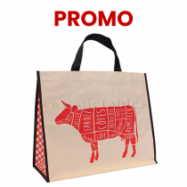 Sac cabas boucherie 42+19x35cm en PP tissé personnalisé en 1 couleur