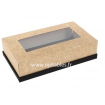 KIT PLATEAU CARTON NOIR PRENIUM 372*272*17MM AVEC FENÊTRE PET personnalisé