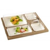 Kits Plateau repas biodégradable kraft kanopée avec assiettes blanches par 50u