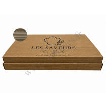 Plateau repas personnalis&eacute; en carton kraft 40x30x7cm en cannelure apparente