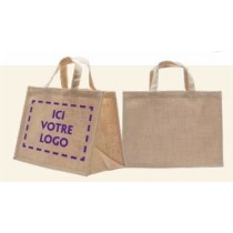 Sac toile de jute naturel 360+200x270 mm personnalisé 1 couleur