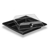 RAVIER NOIR Carr&eacute; + COUVERCLE CRISTAL 10.5x10.5cm 