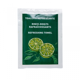 100 RINCE-DOIGTS RAFRAÎCHISSANTS "CITRON"  45 G/M2 6x8 CM. BLANC CELLULOSE (1 UNITÉ)