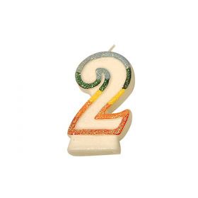 BOUGIES ANNIVERSAIRE N.2 GIVRE  9 CM BLANC CIRE (24 UNITÉ) - Garcia de Pou