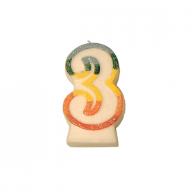 BOUGIES ANNIVERSAIRE N.3 GIVRE  9 CM BLANC CIRE (24 UNITÉ) - Garcia de Pou