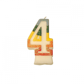 BOUGIES ANNIVERSAIRE N.4 GIVRE  9 CM BLANC CIRE (24 UNITÉ) - Garcia de Pou