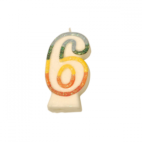 BOUGIES ANNIVERSAIRE N.6 GIVRE  9 CM BLANC CIRE (24 UNITÉ) - Garcia de Pou