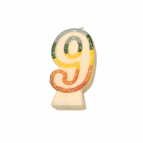 BOUGIES ANNIVERSAIRE N.9 GIVRE  9 CM BLANC CIRE (24 UNITÉ) - Garcia de Pou