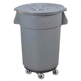 CONTENEUR AVEC COUVERCLE + ROUES 122 L Ø 56x69 CM GRIS PP (1 UNITÉ) - Garcia de Pou