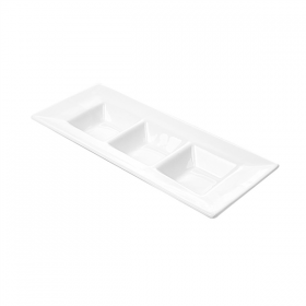 RECTANGLES 3 COMPARTIMENTS  26 CM BLANC PORCELAINE (6 UNITÉ) - Garcia de Pou