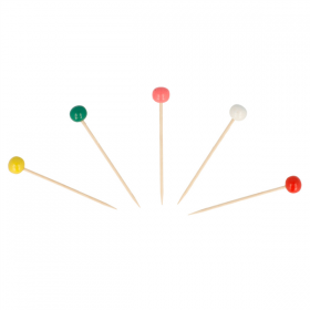 PIQUES BOULES COULEURS  6,5 (h) CM ASSORTI BAMBOU (144 UNITÉ) - Garcia de Pou