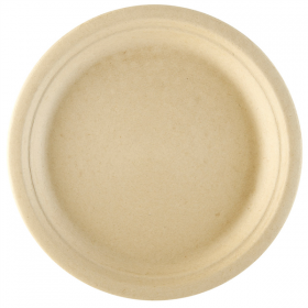 ASSIETTES BIONIC  Ø 23x2 CM NATUREL BAGASSE (130 UNITÉ)