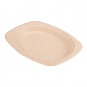 ASSIETTES OVALES "BIONIC"  23,3x16,5x2 CM NATUREL BAGASSE (800 UNITÉ) - Garcia de Pou