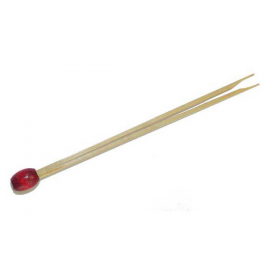 PIQUES DOUBLE POINTE "BOULE ROUGE"  8 (h) CM NATUREL BAMBOU (100 UNITÉ) - Garcia de Pou